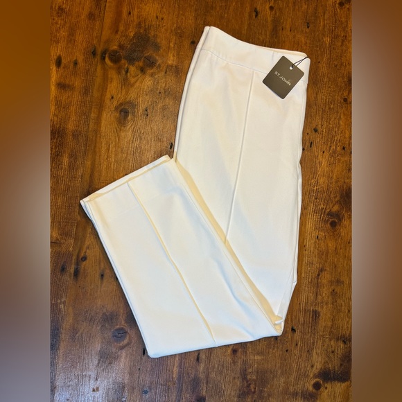 NWT!!! St John White Ankle Straight Leg High Waist Pants K810Q81 - Picture 2 of 12